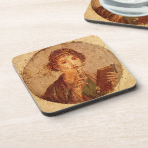 Fresco of Sappho in Pompeii Coaster