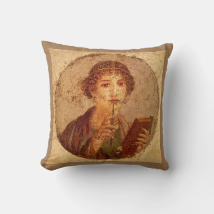 Fresco of Sappho in Pompeii Cushion