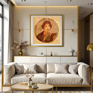 Fresco of Sappho in Pompeii Poster