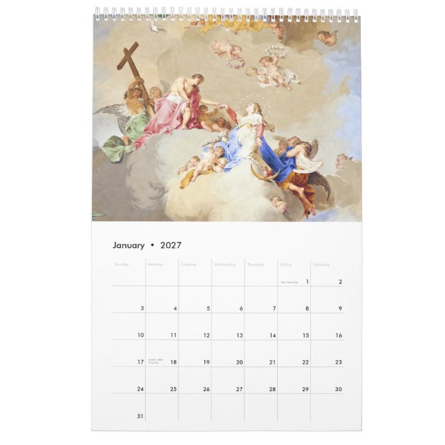 Fresco of the Bavarian monasteries Calendar (Jan 2027)