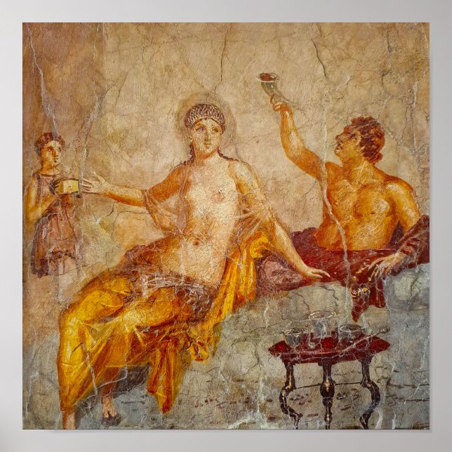 Fresco Private Drinking Scene in Pompeii Poster (Front)