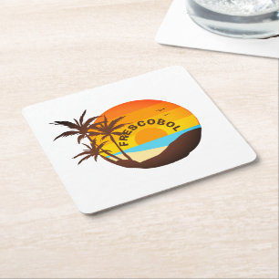 Frescobol Square Paper Coaster