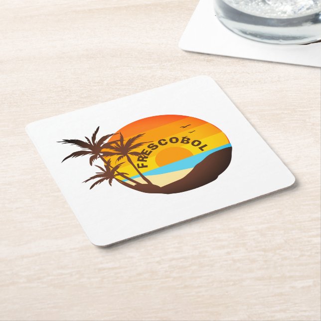 Frescobol Square Paper Coaster (Angled)