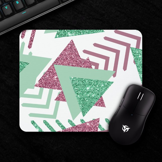 Fresh 90s Abstract | Pink and Green Shape Branding Mouse Pad (Creator Uploaded)