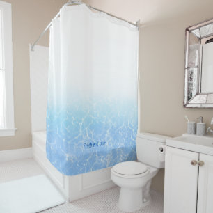 Fresh and clean, clear blue water edge shower curtain