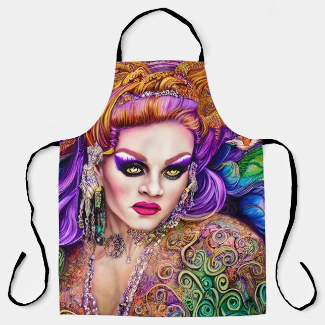 Fresh and Colourful Drag Queen Artwork Design Apron (Front)