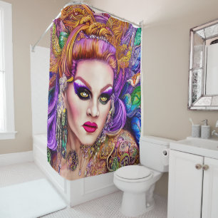 Fresh and Colourful Drag Queen Artwork Design Shower Curtain