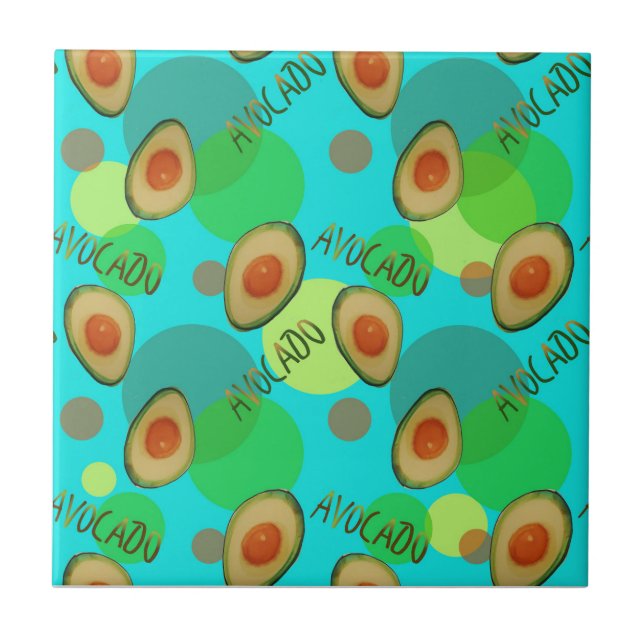 Fresh and fun avocado pattern ceramic tile (Front)