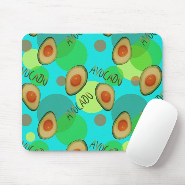 Fresh and fun avocado pattern mouse pad (With Mouse)
