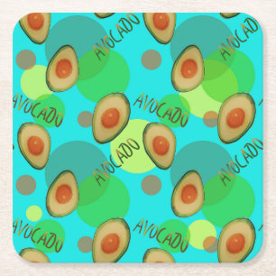 Fresh and fun avocado pattern square paper coaster