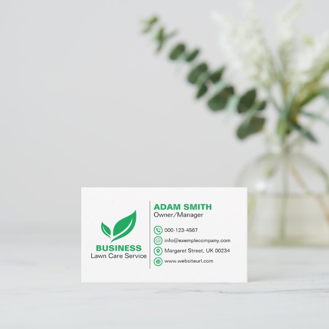 Fresh and Minimalist Lawn Care Customisable Business Card (Standing Front)