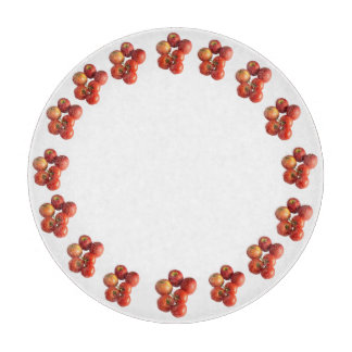 Fresh Apples and Tomatoes Round Glass Cutting Boar Cutting Board