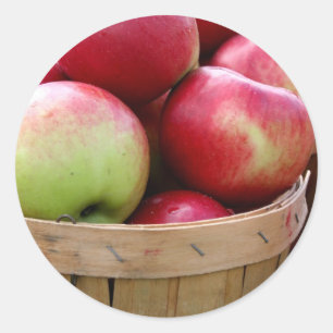 Fresh Apples in Basket at Farmers Market Classic Round Sticker