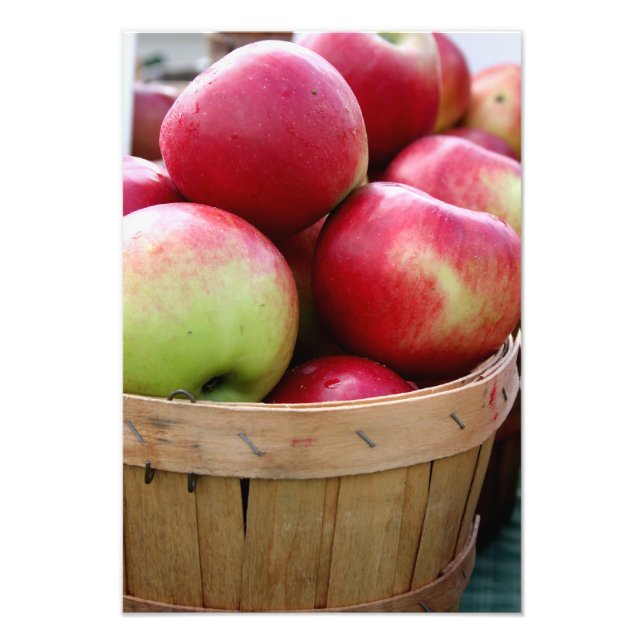 Fresh Apples in Basket at Farmers Market Photo Print (Front)