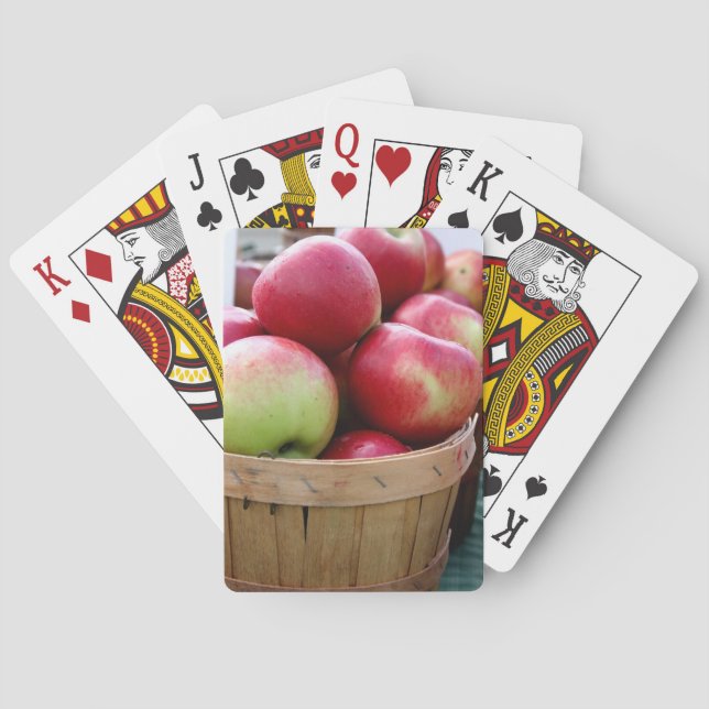 Fresh Apples in Basket at Farmers Market Playing Cards (Back)