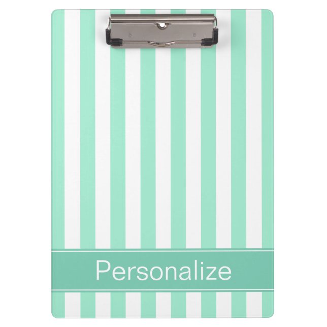 Fresh Aqua Stripes Personalised Clipboard (Front)