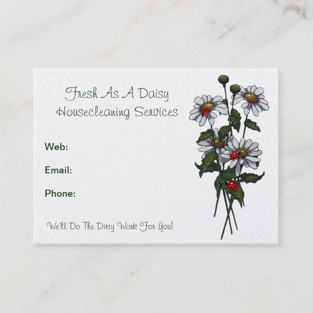 Fresh As A Daisy: Housecleaning Services, Cleaners Business Card (Front)
