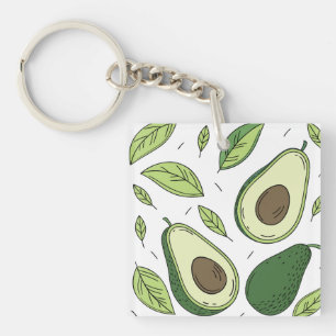 Fresh Avocado with Green Leaves – Keychain Design