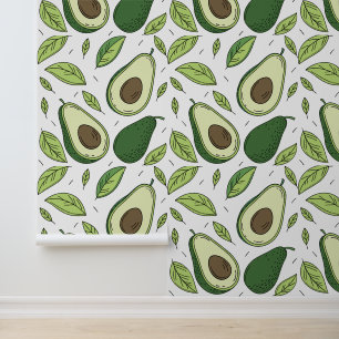Fresh Avocado with Green Leaves Wallpaper