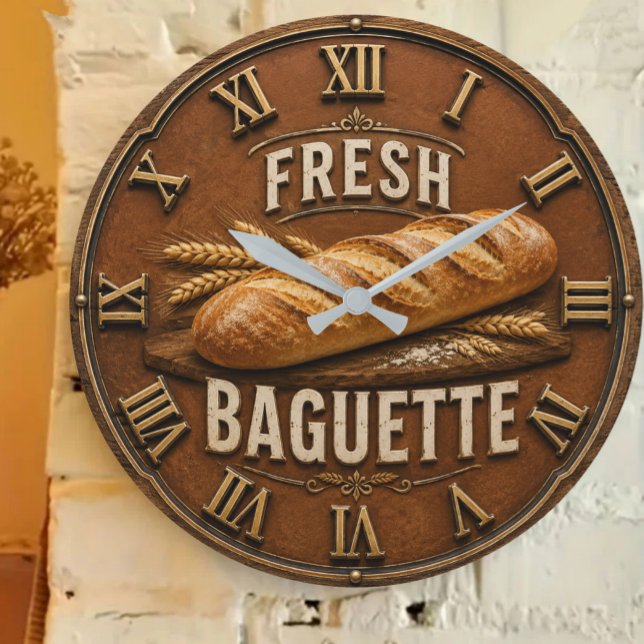 Fresh Baguette Rustic French Bakery Kitchen Decor Large Clock (Creator Uploaded)
