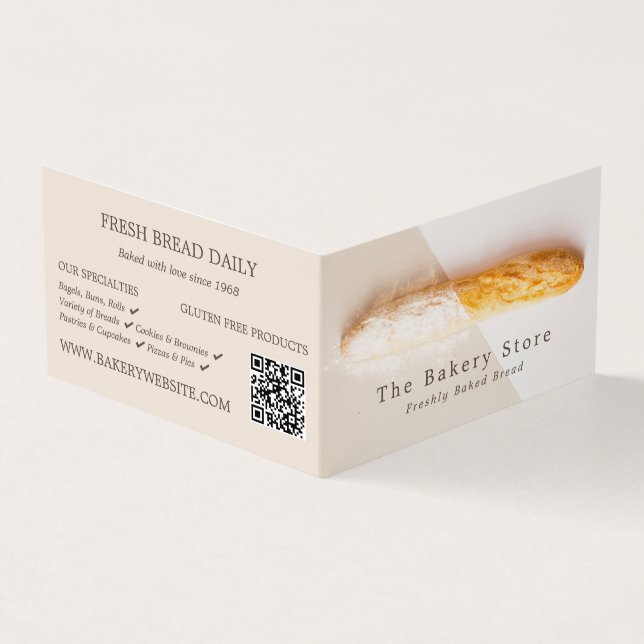 Fresh Baguette, Trendy Bakery Detailed Business Card (Outside)