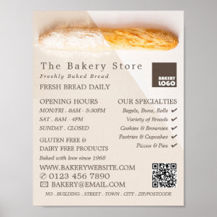 Fresh Baguette, Trendy Bakery Store Advertising Poster