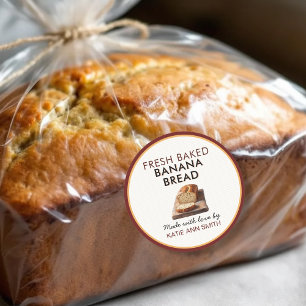 Fresh Baked Banana Bread Label Bakery Sticker