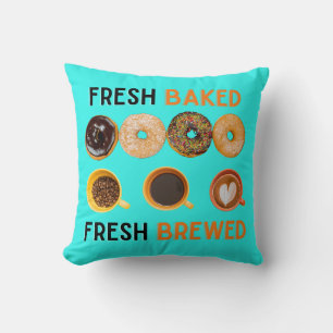 Fresh Baked Fresh Brewed Doughnuts and Coffee Cushion