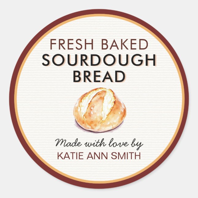 Fresh Baked Sourdough Bread Label | Bakery Sticker (Front)