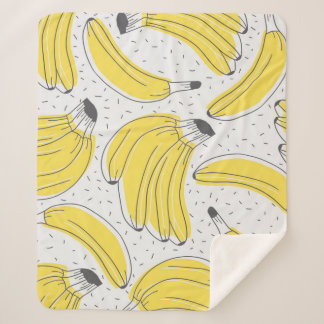 Fresh bananas hand drawn background. Doodle wallpa Sherpa Blanket