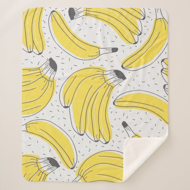 Fresh bananas hand drawn background. Doodle wallpa Sherpa Blanket (Front)