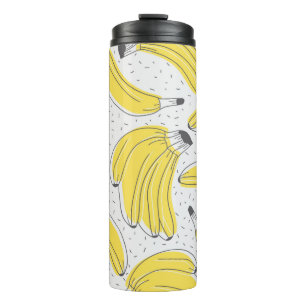 Fresh bananas hand drawn background. Doodle wallpa Thermal Tumbler