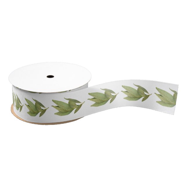 FRESH BAY LEAVES 1.5" Wide Grosgrain Ribbon (Spool)