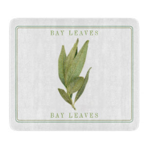 FRESH BAY LEAVES 6x7 Glass Cutting Board