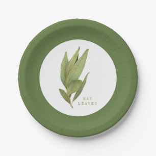 FRESH BAY LEAVES 7" Round Paper Plates - Green