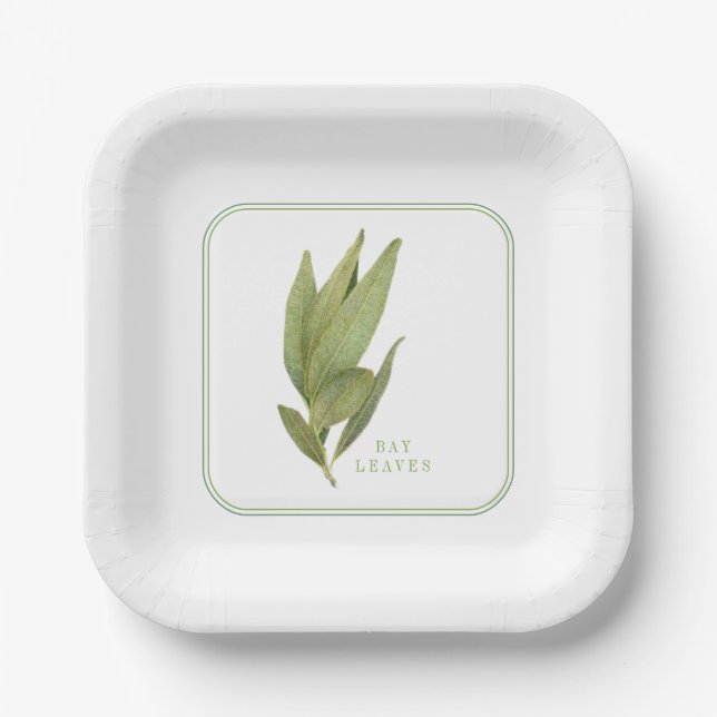 FRESH BAY LEAVES 7" Square Paper Plates (Front)