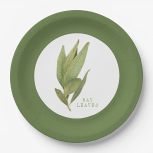 FRESH BAY LEAVES 9" Round Paper Plates - Green