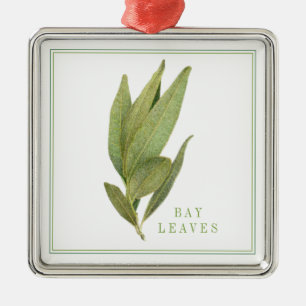 FRESH BAY LEAVES Premium Square Ornament