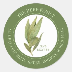 FRESH BAY LEAVES Small Round Address Seals - Green