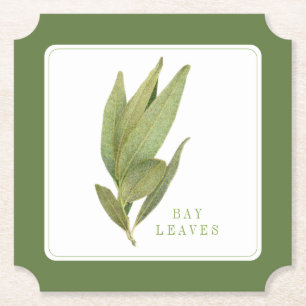 FRESH BAY LEAVES Ticket Paper Coaster +text Green