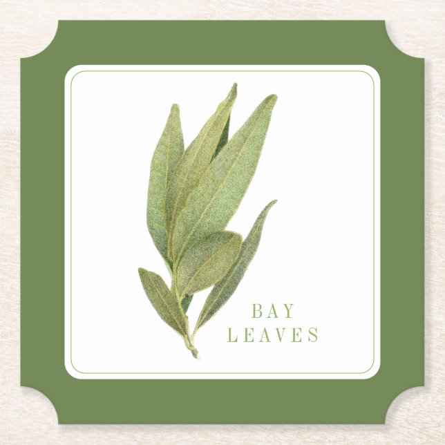FRESH BAY LEAVES Ticket Paper Coaster +text Green (Front)