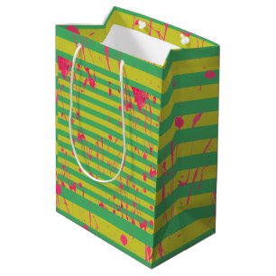 Fresh BelAir Green Striped 90s Paint Splatter Medium Gift Bag