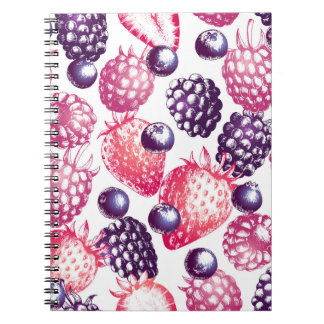 Fresh Berries: Colourful Vintage Background. Notebook