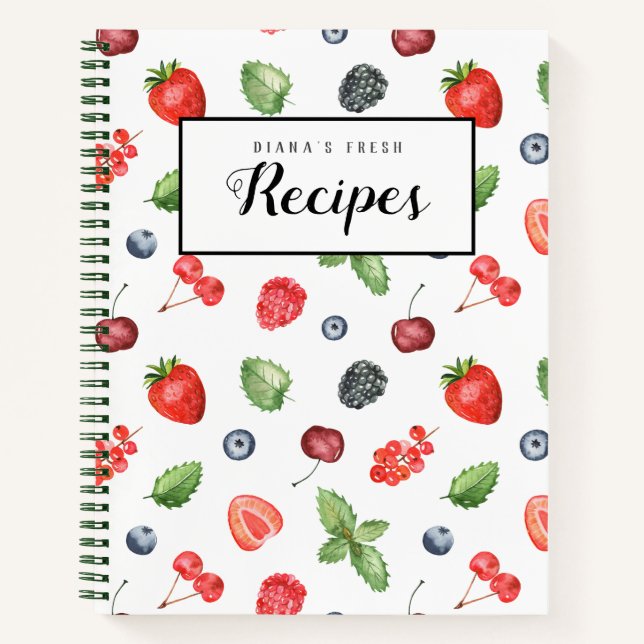 Fresh Berries Customisable Recipe Book (Front)