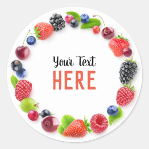 Fresh berries frame classic round sticker