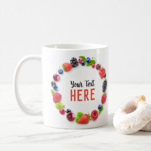 Fresh berries frame coffee mug