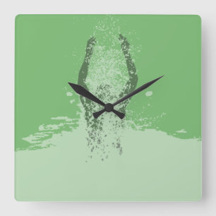 Fresh Black and White Grunge Man Water Square Wall Clock