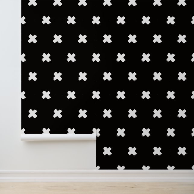 Fresh Black-White Cross Pattern Wallpaper (Application)