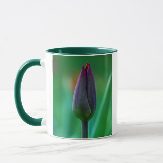 Fresh Blooming Purple Tulip Ceramic Mug (Left)