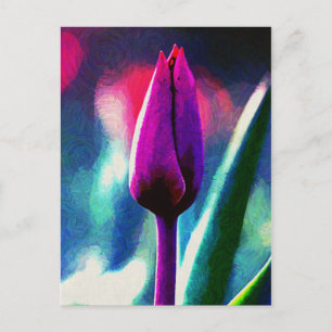 Fresh Blooming Purple Tulip Impressionist Postcard